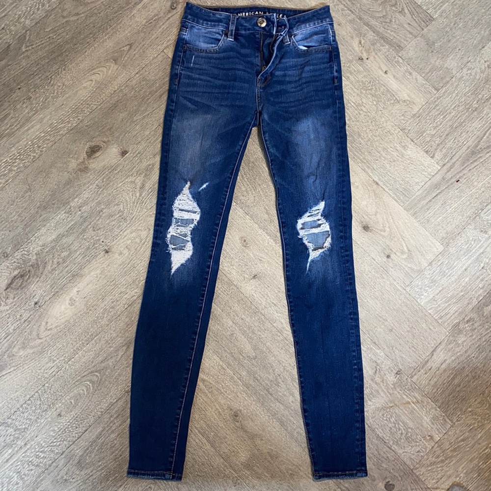 Blue American Eagle Ripped Jeans